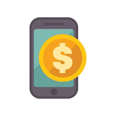 Çevrimiçi ödemeyi temsil eden cep telefonu ekranda üst üste binen bir dolar para ile.