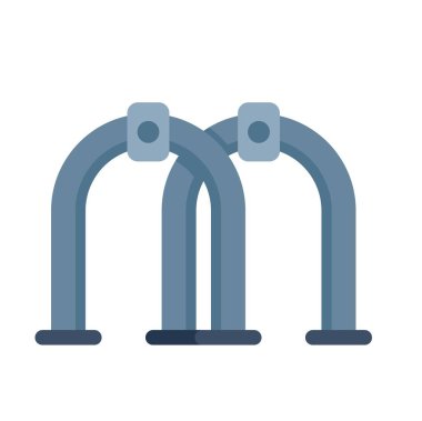 Havaalanı güvenlik kapısı arka planda vücut tarayıcısı ile tehditleri tarıyor