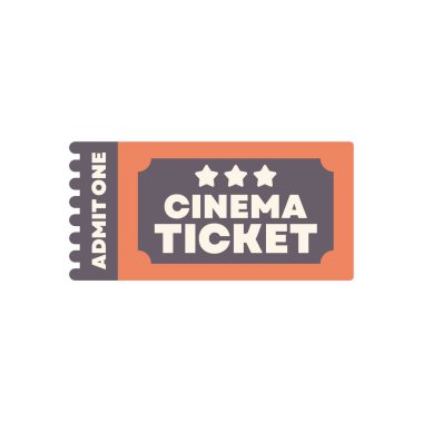 Sinema biletinin basit bir simgesi, herhangi bir projede kullanılmak üzere sinemaya gitmek için