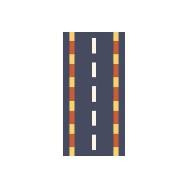 Düz asfalt bir yolun minimalist düz vektör çizimi.