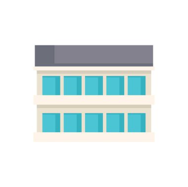 Bu resimde, profesyonel bir iş merkezini tasvir etmek için mükemmel pencereleri olan iki katlı modern bir ofis binası yer alıyor.