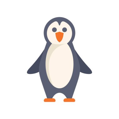 Çizgi film penguenleri kanatları açık, yüzünde bir gülümsemeyle mutlu görünüyorlar.