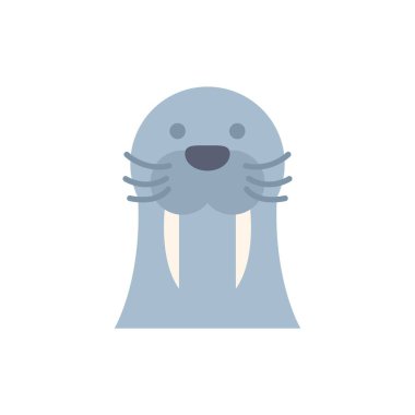 Beyaz bir arkaplanda ileriye bakan bir deniz aygırı yüzünün minimalist vektör çizimi