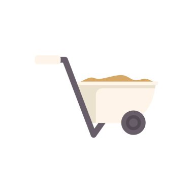 Bu ikon resimde kum taşıyan bir inşaat el arabası var, bina ve işçiliği simgeliyor.