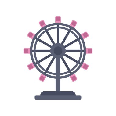 Beyaz arka planda izole edilmiş dönme dolabın minimalist vektör çizimi