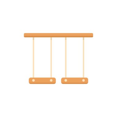 Çocuklar için ahşap salıncak beyaz arka planda gösteriliyor