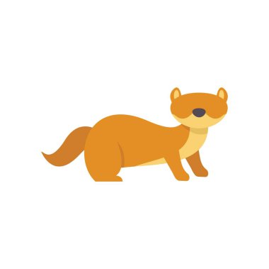 Çizgi film gelinciği dört ayak üzerinde duruyor, küçük etobur bir memeli, uzun ince bir vücudu ve kısa bacakları var.