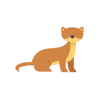 Kahverengi ve bej bir gelinciğin minimalist vektör çizimi beyaz arka planda izole bir şekilde oturup etrafa bakınıyor.