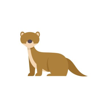 Kahverengi bir nehir samurunun beyaz arka planda izole edilmiş bir şekilde oturup baktığı basit bir çizgi film simgesi.