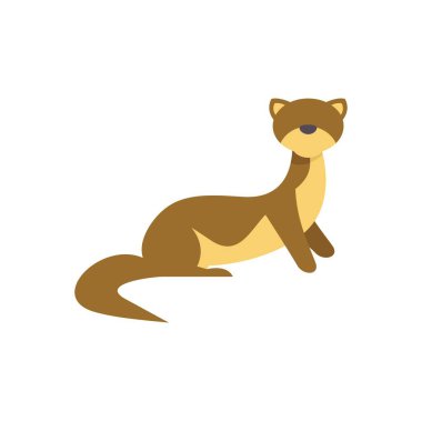 Kahverengi bir gelinciğin basit ve şirin düz tasarımı. Beyaz arka planda izole bir şekilde oturuyor ve etrafa bakıyor.