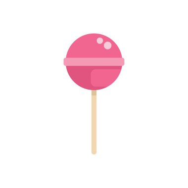 Tahta çubuklu basit pembe lolipop, şeker, şeker ve çocukluk anılarıyla ilgili projeler için mükemmel.