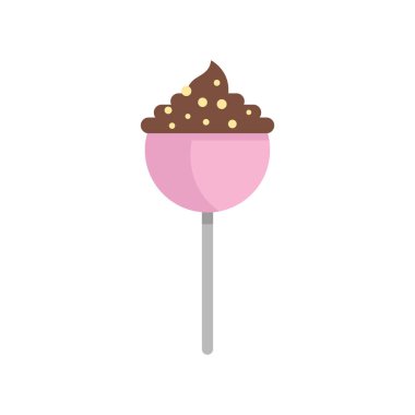 Çikolata kremalı ve çubuğa serpiştirilmiş tatlı pembe kek.