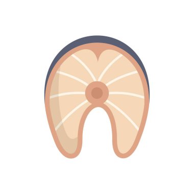 Beyaz arka planda izole edilmiş somon bifteğinin basit vektör çizimi