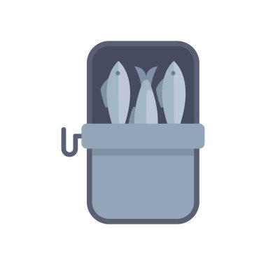 Beyaz arka planda izole edilmiş balıkları korumak için içi lezzetli sardalya dolu konserve kutusu.