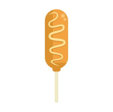 Bu vektör illüstrasyonunda klasik bir mısırlı sosis var. Yaz atıştırmaları, açık büfe yiyecekler veya Amerikan mutfağı için mükemmel.