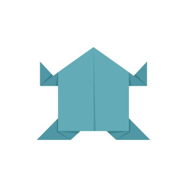 Mavi origami kaplumbağası beyaz arka planda duruyor.