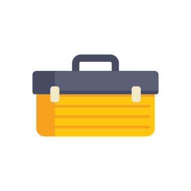 Sarı araç kutusu kapalı ve bir inşaat işçisi ya da tamircinin bir şantiyede kullanması için hazır.