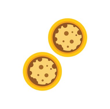 İki çikolatalı kurabiyenin minimalist çizimi, yemek, atıştırmalık, fırın ve tatlı kavramlarını temsil ediyor.