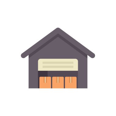 Teslimat servisi için depolama malzemeleri depolayan bir deponun basit düz çizimi