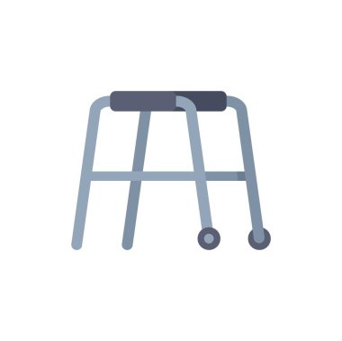 Minimalist illustration featuring an empty medical walker, symbolizing mobility assistance and support for individuals with walking difficulties clipart