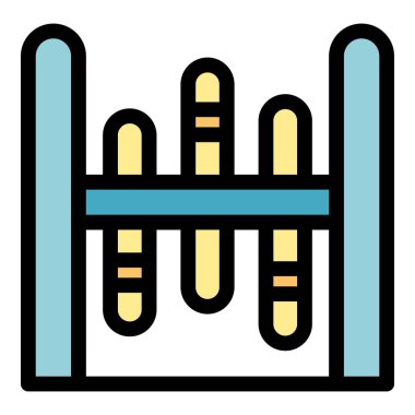 Tıbbi teşhis için kan örneklerinin laboratuvar analizini temsil eden test tüplerinin renkli simgesi.