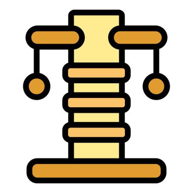 Asılı topları olan basit bir kedi ağacı simgesi, kedi mobilyalarını ve hayvan malzemelerini temsil etmek için mükemmel.