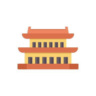 Bu vektör illüstrasyonu birçok katlı ve kıvrımlı çatılı geleneksel bir Asya tapınağını gösteriyor, doğu kültürü ve mimarisinin bir temsili.