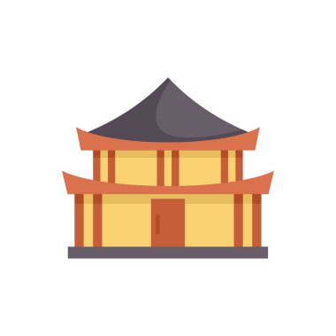 Tipik doğu mimarisi ile geleneksel bir Asya tapınak binasını temsil eden bir resim.