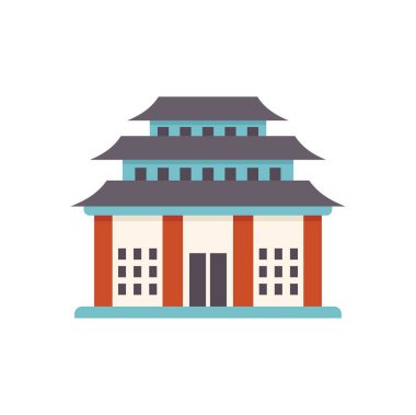 Beyaz zemin üzerinde eğri çatılı geleneksel Asya pagoda tapınağı binası