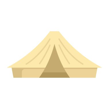 Yürüyüş sırasında bir gece geçirmek için kapalı girişi olan bej kamp çadırı.