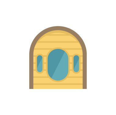 Kemerli çatı ve pencereler içeren sauna kabininin basit vektör çizimi