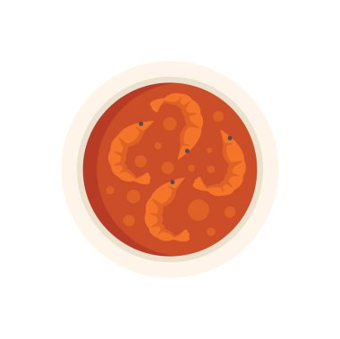 İçinde karidesli sıcak çorba olan kase, klasik bir konforlu yiyecek.