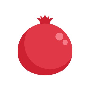 Bu minimalist vektör illüstrasyonunda beyaz zemin üzerinde kırmızı olgun bir nar meyvesi bulunur.