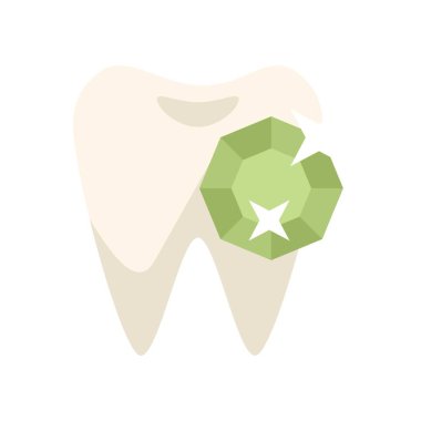 Green gemstone is replacing a part of a tooth, showing the result of a dental implant surgery clipart