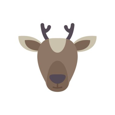 Basit ve şirin geyik başı boynuzları ileriye bakıyor, minimalist vektör çizimi