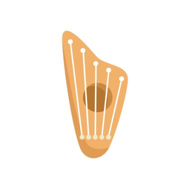 Plucked string instrument with a triangular resonating body, having many strings stretched across it clipart