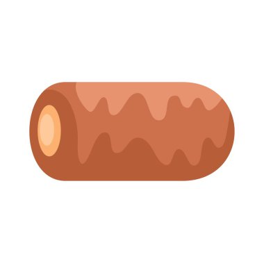 Beyaz arka planda izole edilmiş, damlayan kahverengi jölelerle kaplı tatlı pasta.