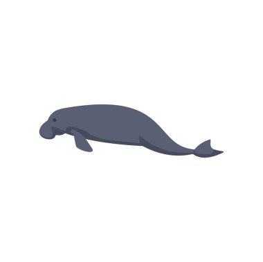 Minimalist vector illustration of a dugong swimming peacefully in the ocean clipart