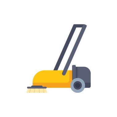 Beyaz arkaplanda temizlik için sarı ve gri yer temizleme makinesi