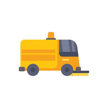 Sarı sokak süpürücü kamyon temizleme yolu şehirde hijyen sağlıyor.