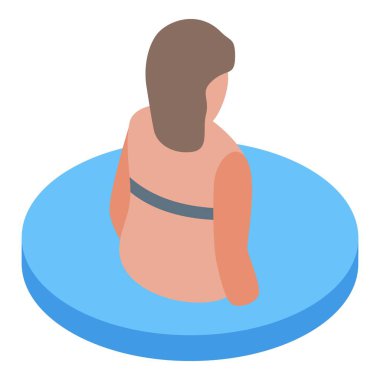 Mayolu bir kadın mavi yüzme havuzunda dinleniyor, yaz tatilinin tadını çıkarıyor.