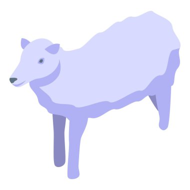 Dört ayak üzerinde duran mor otlayan koyunlar, izometrik görüntüde gösteriliyor, çiftlik hayvanlarını temsil ediyor.