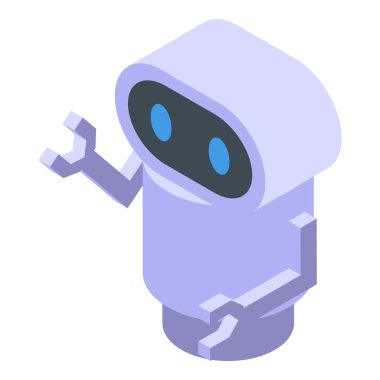 Misafirperver bir jest yapan arkadaş canlısı sohbet robotu, müşteri hizmetlerinde ya da ai yardımda yardımcı olmayı sembolize ediyor.