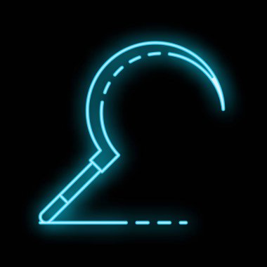 Parlayan neon çizgi orak simgesi siyah arkaplanda izole edildi. 4k video hareketi grafik canlandırması