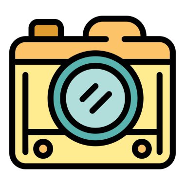 Saf sarı ve mavi dijital kamera odaklı, özel bir anı yakalamaya hazır.