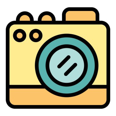 Anıları yakalamak için fotoğraf makinelerini temsil eden renkli dijital kamera simgesi