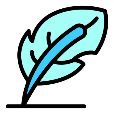 Açık mavi tüy kalemi mavi mürekkebini bir çizgide bırakıyor.