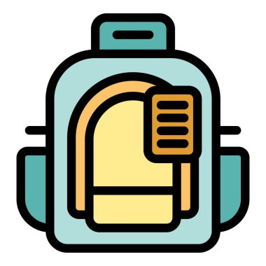 Okul sırt çantası simgesi, öğrenciler tarafından kitap ve malzeme taşımak için kullanılan tipik bir sırt çantasını gösteriyor