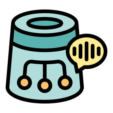 Akıllı konuşmacı, web, mobil ve ui tasarımı için ses dalgaları ikon vektör anahatları çizer