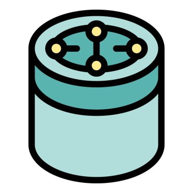 Bu vektör illüstrasyonu, merkezi olmayan bir veritabanı depolama sistemini sembolize eden bir veri ağı merkezidir.